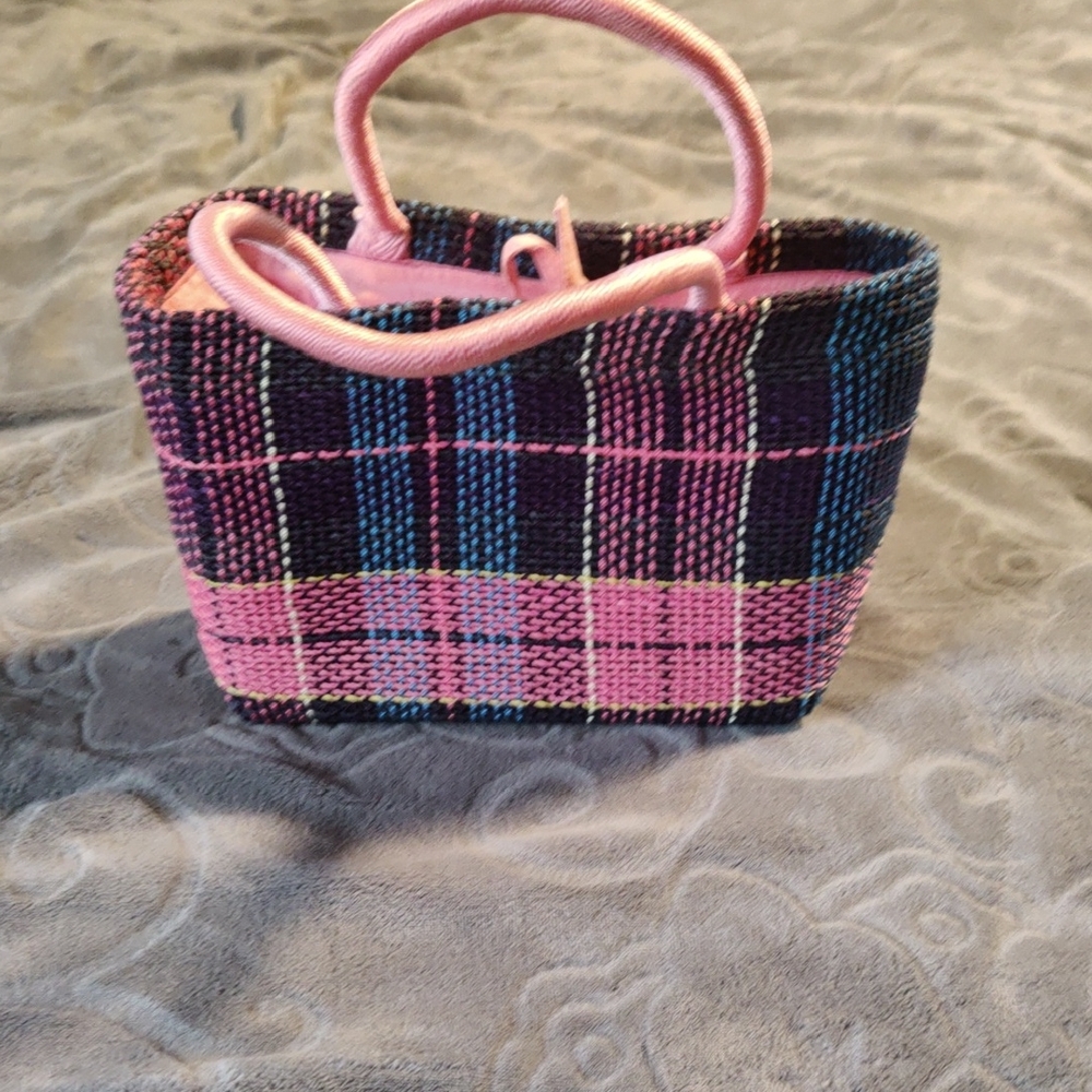The Sak Pink and Blue Checkered Tote